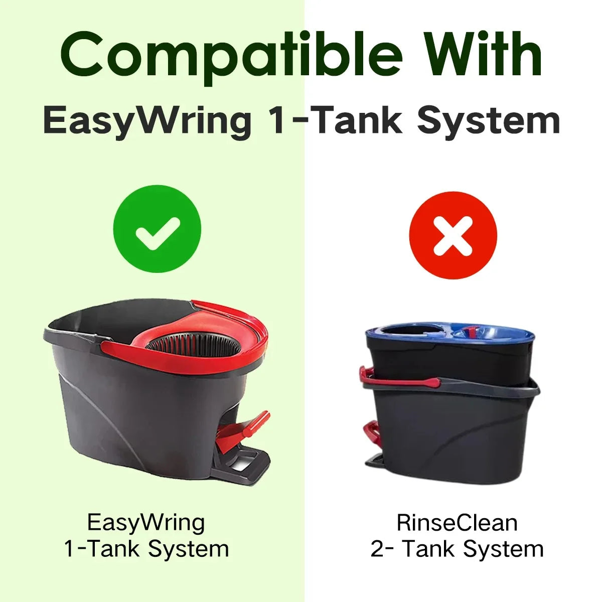 Vergleich der EasyWring 1-Tank und RinseClean 2-Tank Wischsysteme.