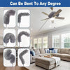 A fluffy gray microfiber duster on a telescopic pole shown in various bent and straight shapes.