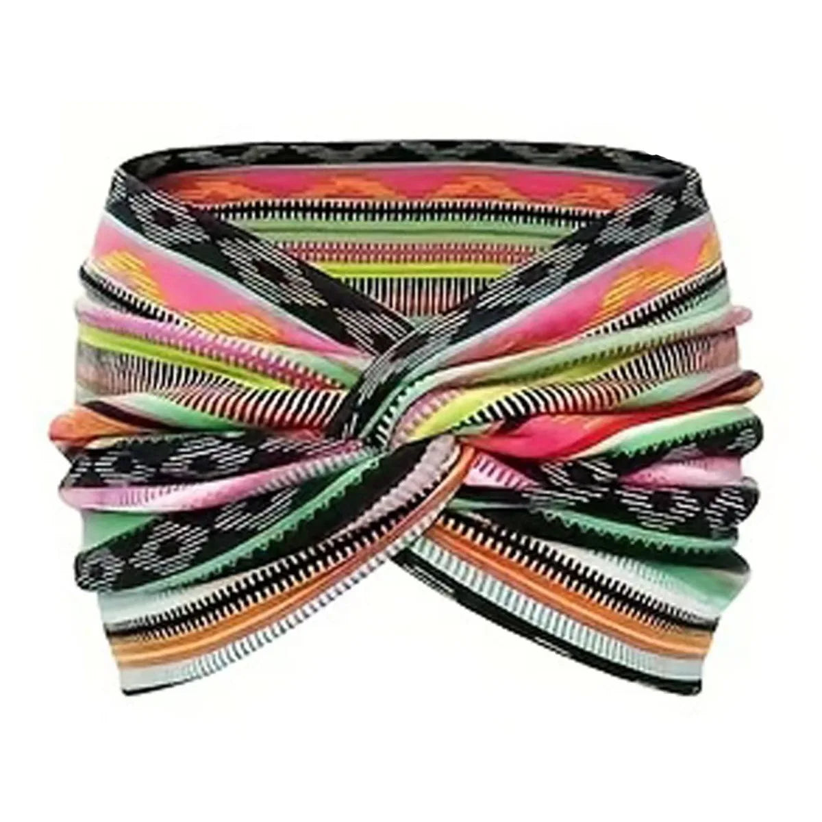 Colorful striped elastic knot headband for yoga and fitness