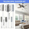 A set of telescopic duster kits featuring various lengths and textures for cleaning.