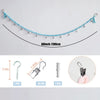 A long, light blue cotton hanging storage chain measuring 80 inches, shown with various components and measurements.