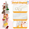 Detail display of a bohemian cotton hanging storage chain featuring stuffed animals and tassels.