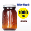 Amber glass mason jar with lid, labeled for 1000 mL storage.
