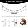 A long, thin storage chain made of colorful cotton is shown with various clip sizes and lengths.