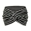 Black and white striped elastic knot yoga and fitness headband