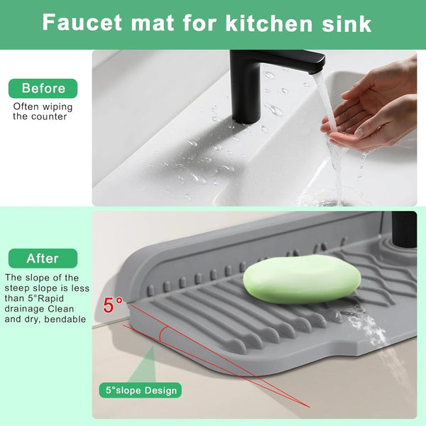 Silikon-Wasserabflussmatte mit 5-Grad-Neigung zum Abpumpen in der Küchenspüle.
