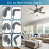 Extendable microfiber duster with a bendable handle shown in various bent shapes.