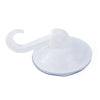 A white suction cup hook with a curved handle used for non-drill wall mounting.