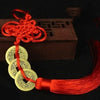 Handmade red knot feng shui coins for prosperity with a tassel
