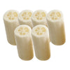 A set of natural loofah sponges with a light beige color, shown from the side.