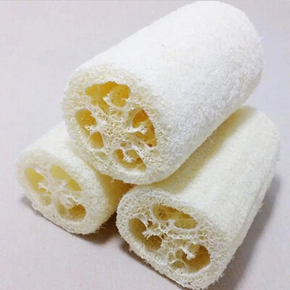A roll of natural loofah sponge for bath and kitchen use.