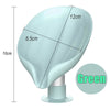 A light green leaf-shaped suction cup soap dish shown from the side with dimensions marked.