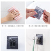 Four steps demonstrating how to use the multi-use wall mounted cup and toothbrush organizer.