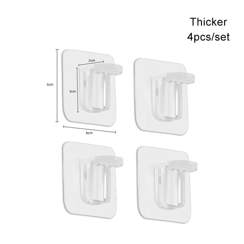 Four clear adhesive shelf support pegs for cabinets and closets sold as a set