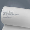 Roll of white canvas material with text describing its quality and features.
