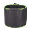 A black non-woven plant grow bag with a lime green rim and a fabric closure.