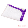 A white ironing cloth with purple trim is shown folded and laid flat.