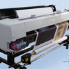 A white Epson printing machine is shown with a canvas print being processed.