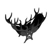 Black novelty animal toilet paper holder with antlers and a face design