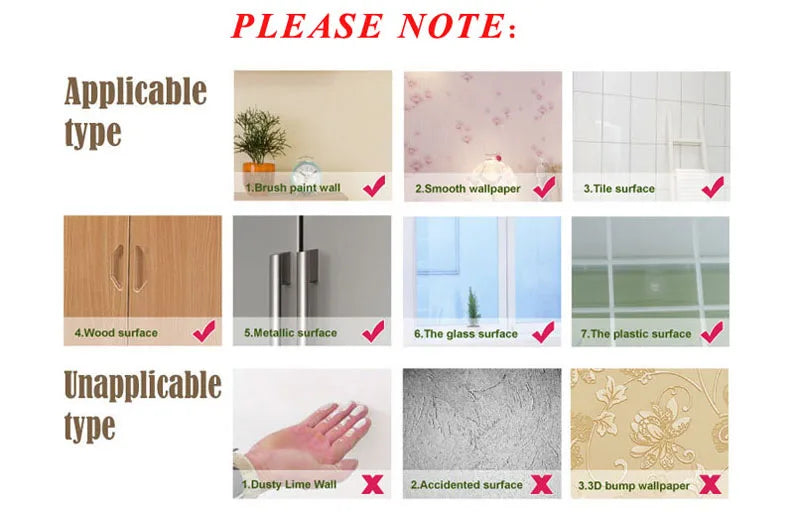 A graphic showing applicable and inapplicable types for laundry jar and bottle labels, including surfaces like paint, wallpap