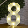 A glowing white LED light shaped like the number 8, featuring multiple illuminated dots.