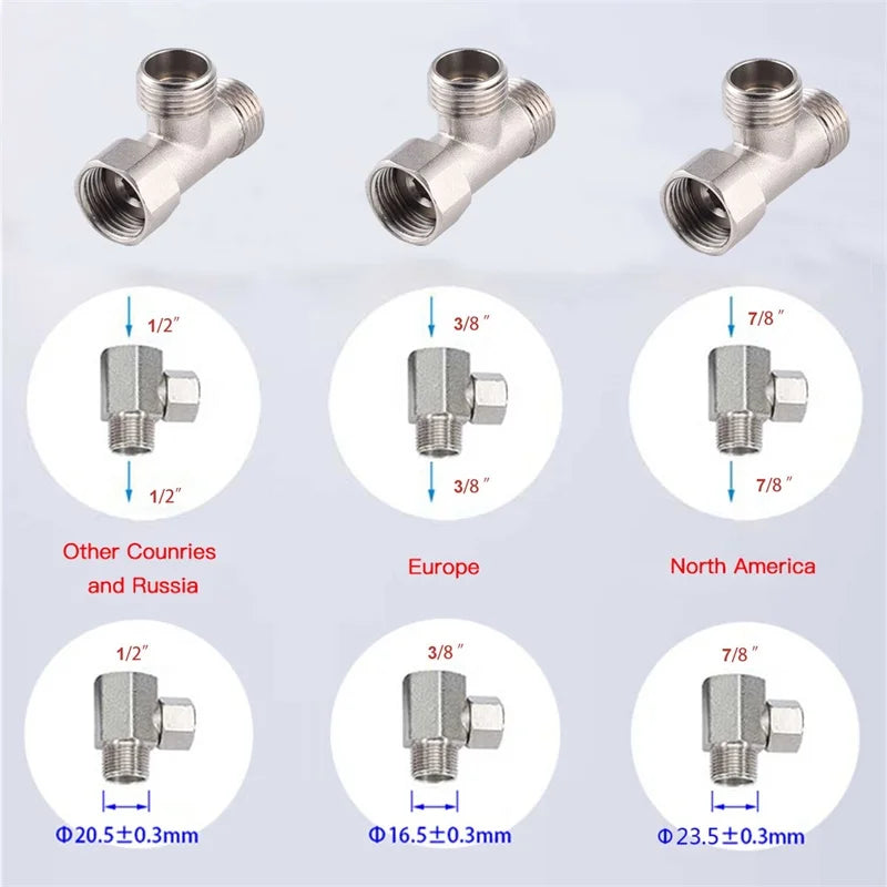 Set of ultra-slim dual nozzle bidet attachments in various sizes and angles for different regions