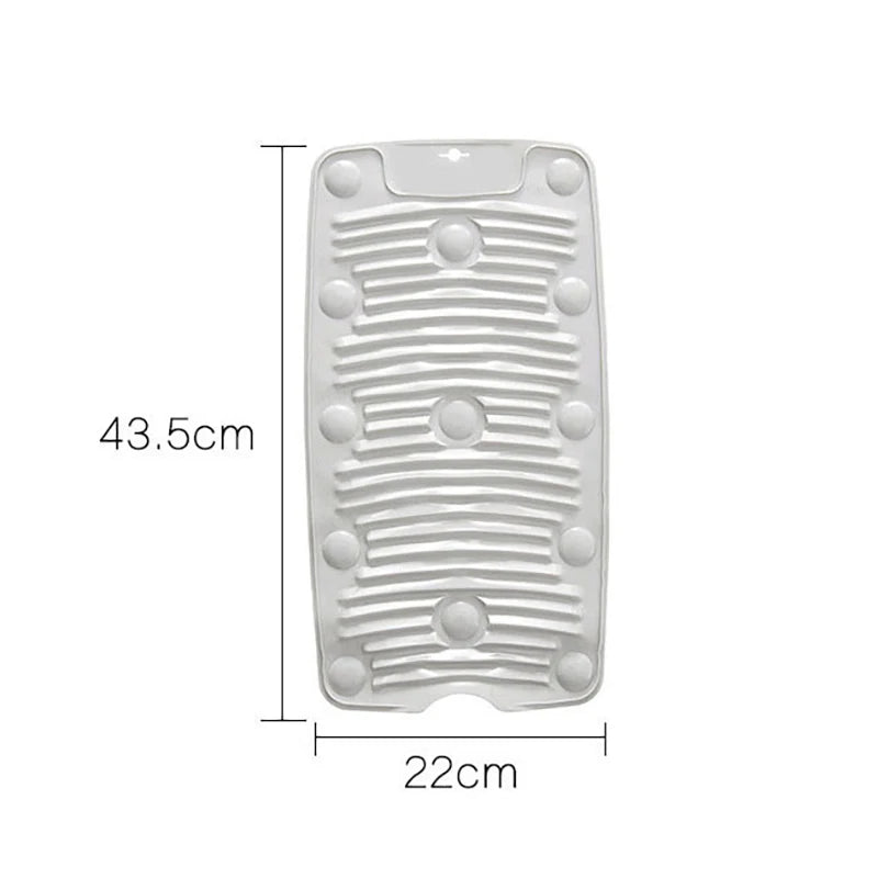 Tabla de silicona blanca plegable para lavar con estrías y bordes redondeados.