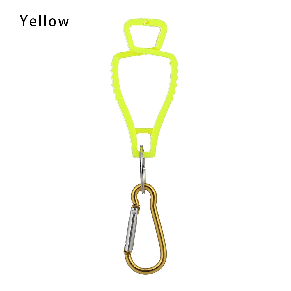 Yellow durable glove clip with an ergonomic buckle for work safety