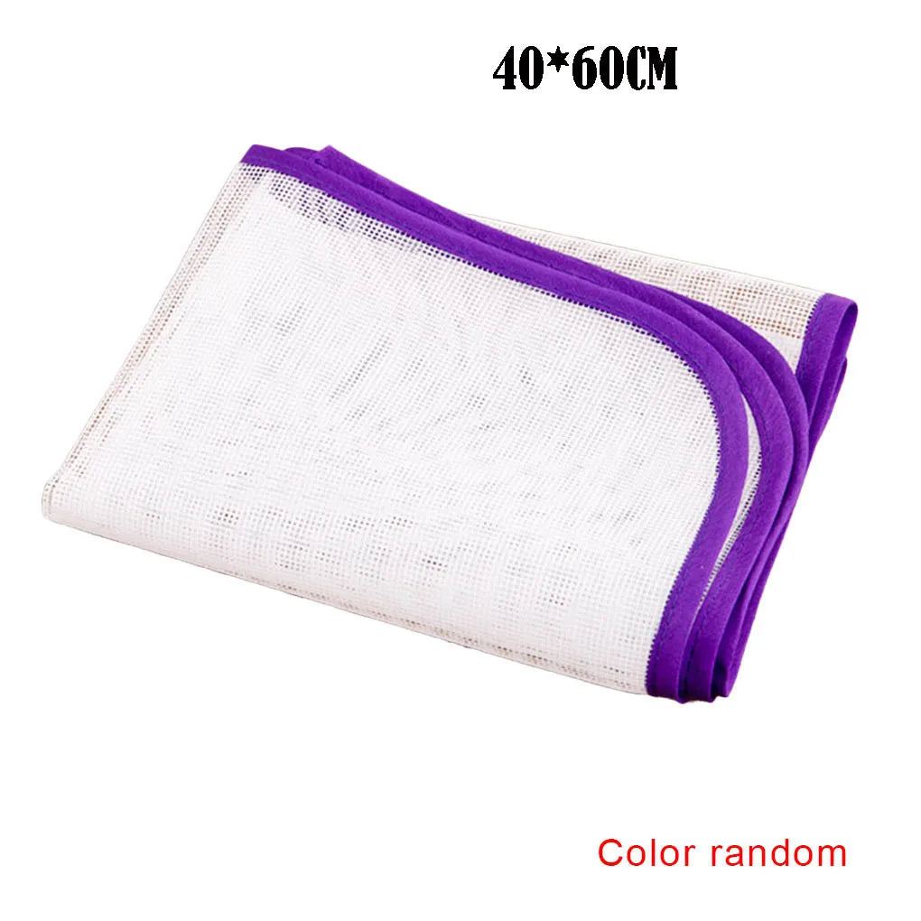 A purple and white ironing cloth, measuring 40x60cm, is shown folded.