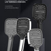 Four color options of a high-pressure handheld shower head displayed on a dark background.