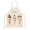 A cream-colored apron featuring watercolor illustrations of ice cream cones.