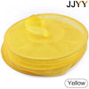 Yellow multi-layer mesh hanging storage organizer with a yellow ribbon