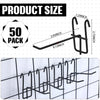 A set of 50 heavy-duty black metal display hooks for retail and home organization, shown with dimensions.