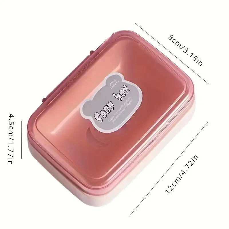 A pink multifunctional drain soap box with dimensions 8cm x 12cm.