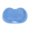 A light blue wall mounted shower foot scrubber with numerous bristles for circulation.