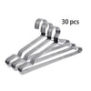 A set of 30 metal clothes hangers with a striped design.
