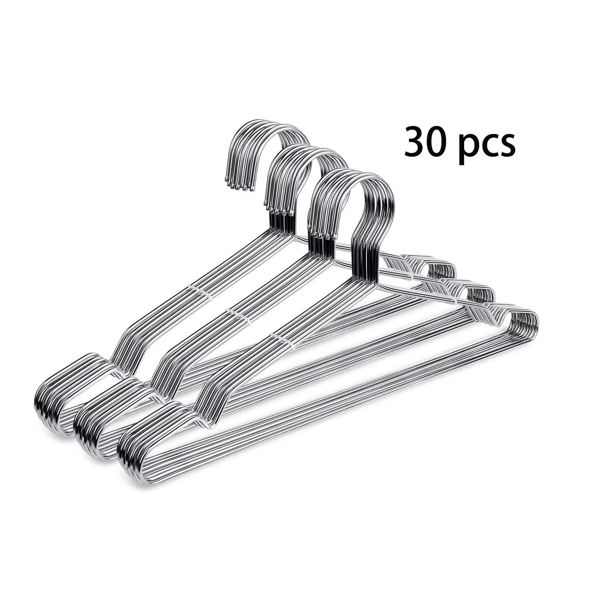 A set of 30 metal clothes hangers with a striped design.