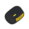 Black reusable electrostatic pet hair remover gloves with a yellow accent.