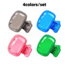 Set of four colored reusable toothbrush head covers for electric brushes in gray, blue, pink, and green.