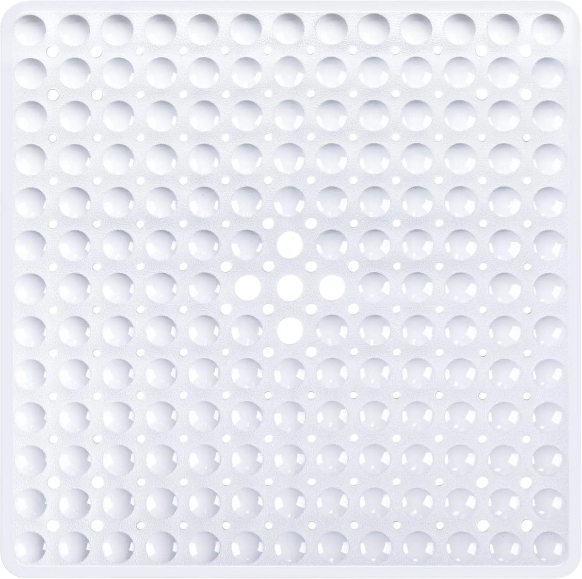 White non-slip shower mat with numerous suction cups for a wet surface