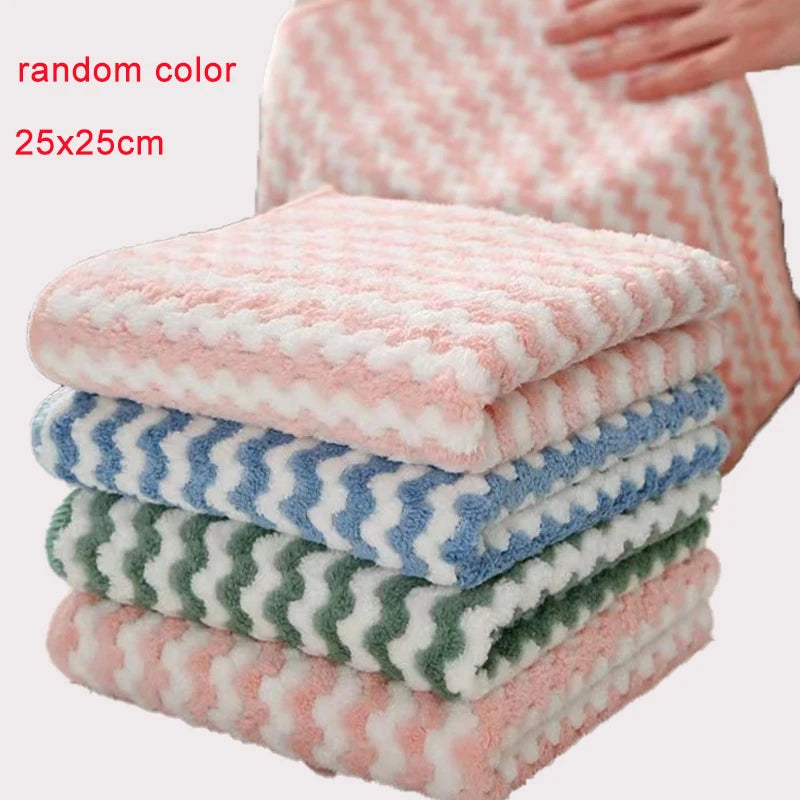 Stack of pink and blue microfiber kitchen dish cloths with a checkered pattern