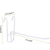 White heavy-duty mesh grid display hooks with a 15 cm length and 7 cm height