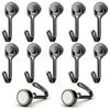 A set of heavy duty magnetic hooks in black finish, shown from various angles.