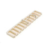 A beige multi-slot hanging belt and tie organizer for closet organization.