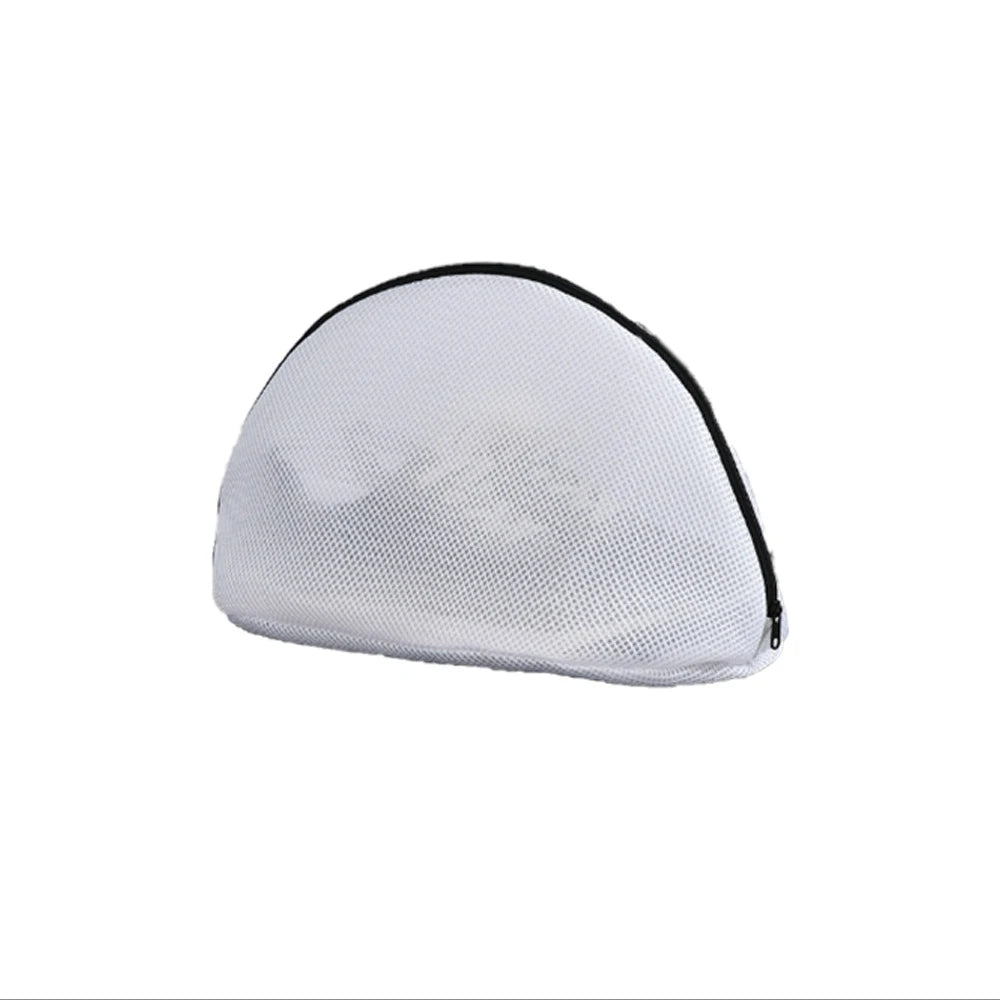 White mesh laundry bag designed for storing shoes, socks, and bras