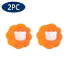 Two orange reusable lint and hair remover balls with white bear faces