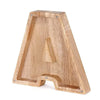 Piggy bank alphabet shaped like the letter A for savings.