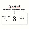 Instrucciones para ordenar un set de impresiones de fotos en lienzo personalizado, que requiere subir tres fotos para imprimi