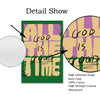 Detail show of a canvas art print featuring the quote God is good time and God is good.