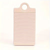 A light pink portable anti-slip wash basin with ribbed texture.